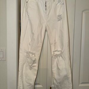 Old Navy Men's Relaxed Fit Distressed White Jeans